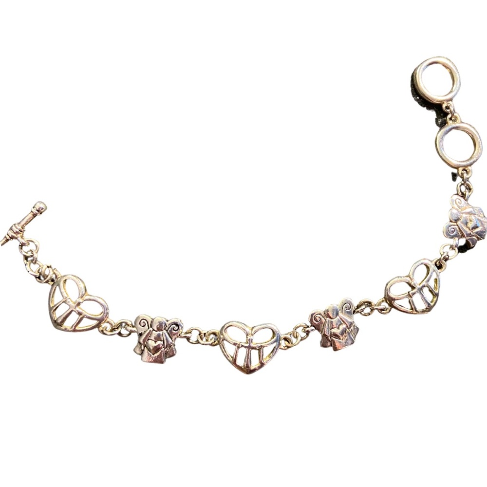 Hearts and Angels Silvertone Charm Bracelet Vintage